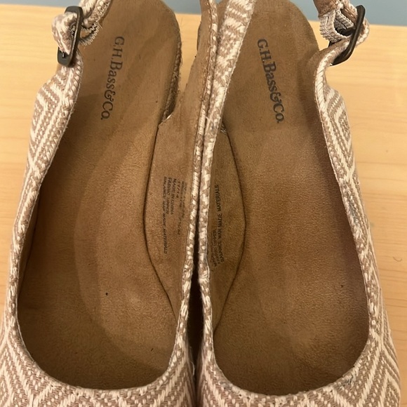 G.H. Bass & Co. "Edie" Slingback Closed Toe Espadrille Wedge Cream and Tan - Picture 10 of 11